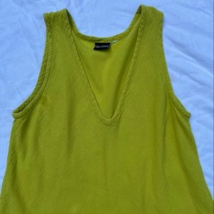 Textured chartreuse v neck tunic tank